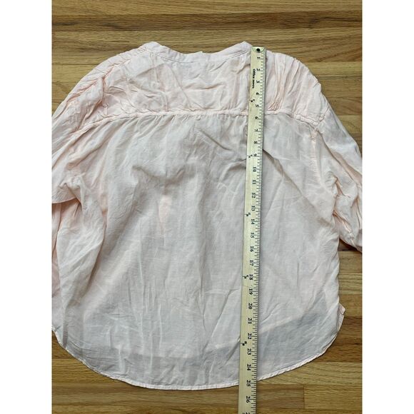 Pilcro Women's Top Blouse Shirt Peasant Henley Button Lightweight Soft Pink Boho - Picture 8 of 9